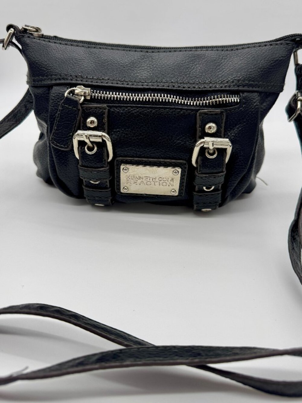 Kenneth Cole Reaction Black Faux Pebbled Leather Crossbody